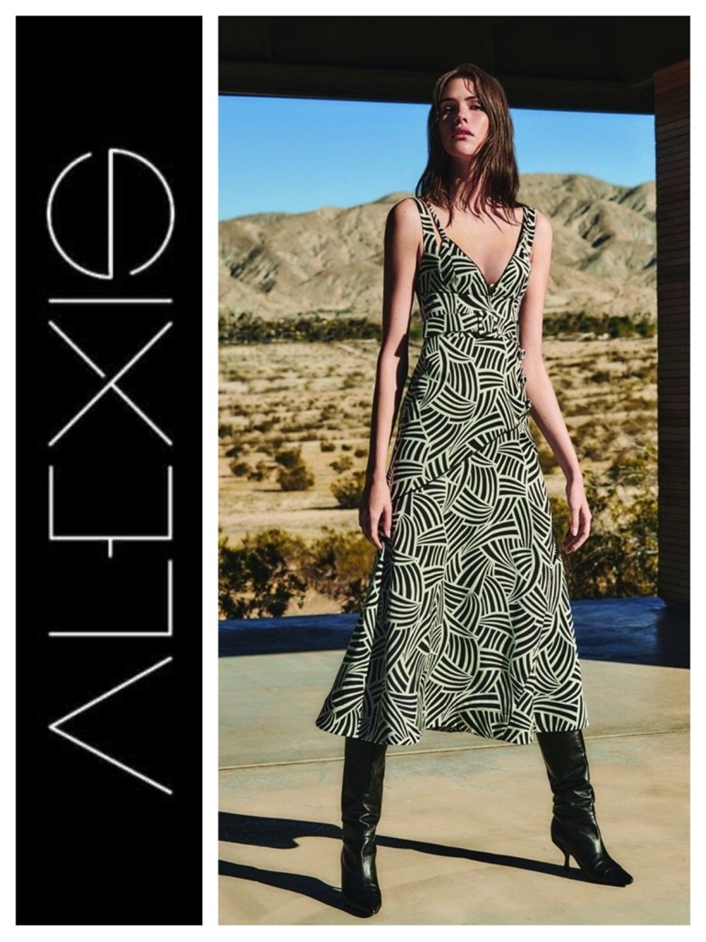 ALEXIS Minasa Abstract-Print Midi Dress